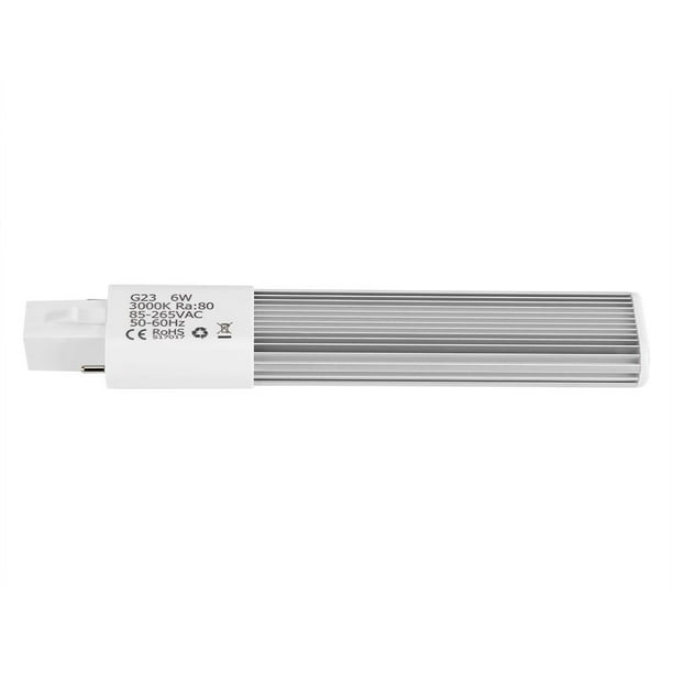 2-Pin Light Bulb GX23+6000K-Cool White Aluminium Alloy Compact Lamp 6W 85-265V Horizontal Recessed Tube Light Bulb Suitable for Recessed or Surface-mounted Downlights Recessed Cans Table/Desk Lamps 